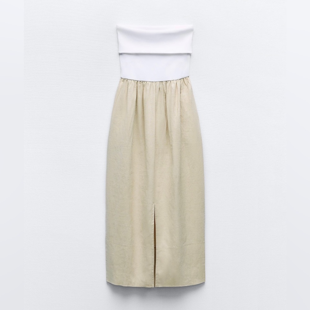 ZARA MIXED LINEN BLEND DRESS